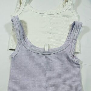 Nikibiki Ribbed Tank Top Set - White and Lavender